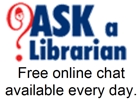 Ask-A-Library Logo Ask a Librarian image logo and link to askalibrarian.org